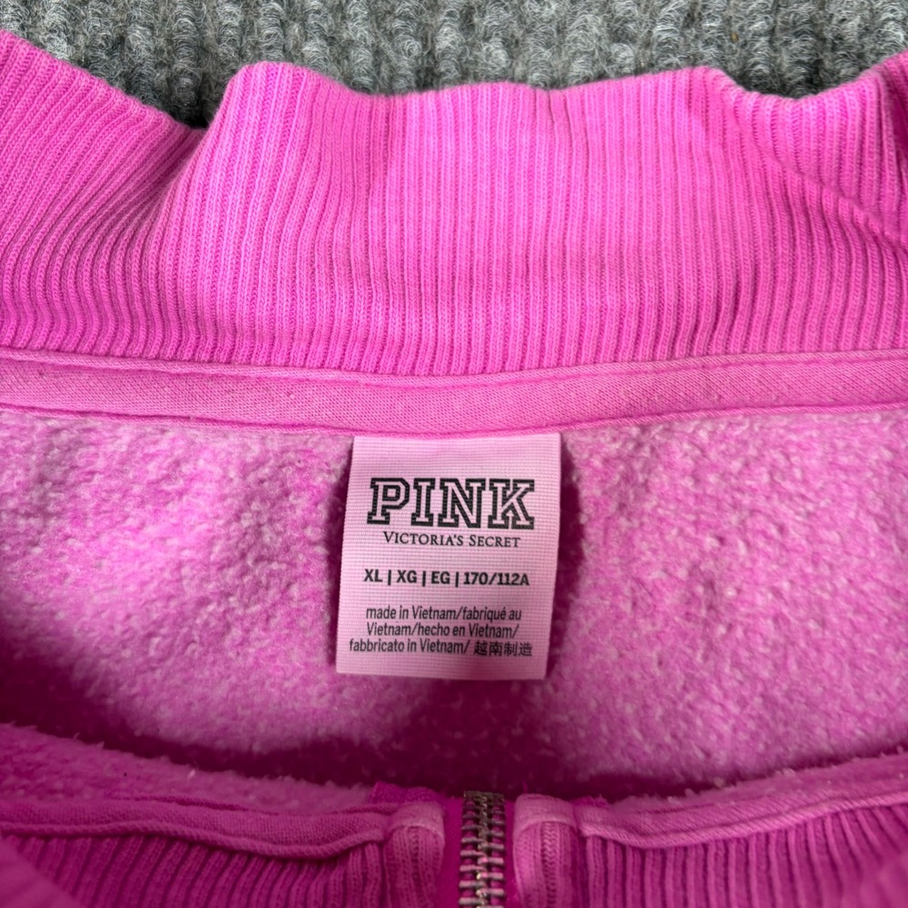 PINK Victoria's Secret Pullover Womens XL Quarter Zip Sweatshirt  Crop Fleece - Picture 3 of 9